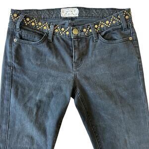 Current/Elliott Stiletto Jeans 27 Black Skinny Low Rise‎ Studded Designer Rocker